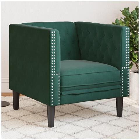 Poltrona Chesterfield Grigio Scuro In Velluto - Foto 1