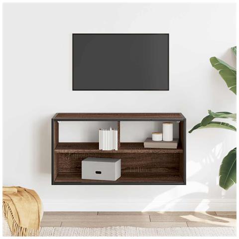 Mobile Tv Rovere Marrone 80x31x39,5cm Legno Multistrato Metallo - Foto 3
