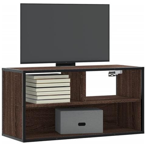 Mobile Tv Rovere Marrone 80x31x39,5cm Legno Multistrato Metallo - Foto 1