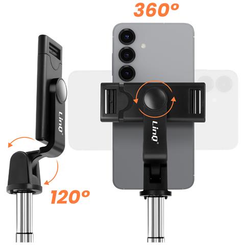 Selfie Stick Con Treppiede E Telecomando Bluetooth, Nero - Foto 5
