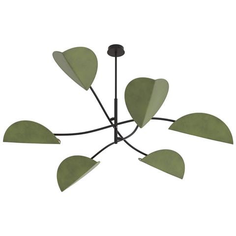 Lampada A Sospensione Lotus In Acciaio Nero E Velluto Verde - Foto 2