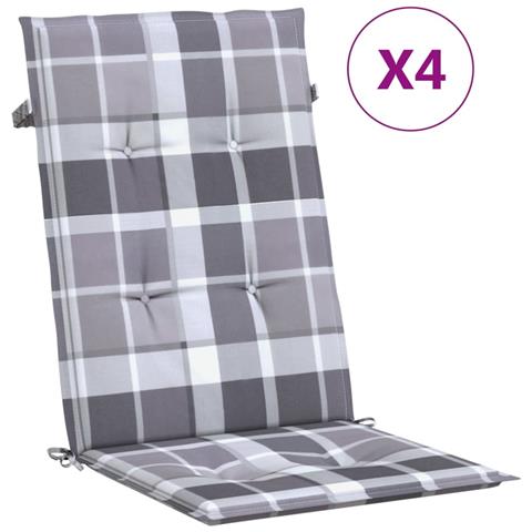 Lusso Casadino - Cuscini Per Sedie 4 Pz Grigi A Quadri 120x50x3 Cm In Tessuto - Foto 1