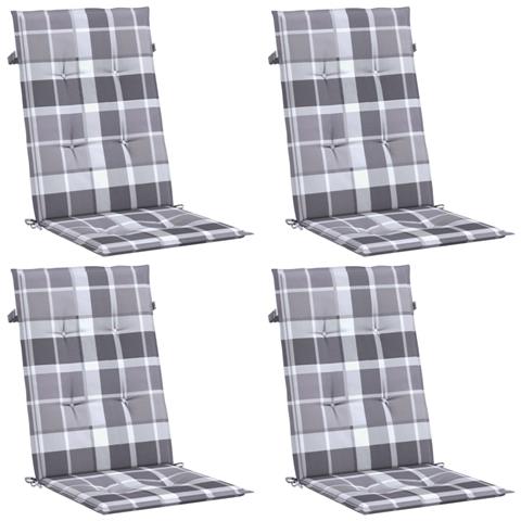 Lusso Casadino - Cuscini Per Sedie 4 Pz Grigi A Quadri 120x50x3 Cm In Tessuto - Foto 2