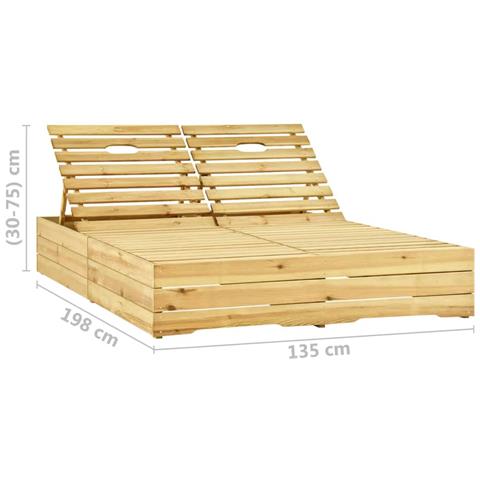 Lettino Prendisole Doppio In Legno Di Pino Impregnato - Foto 8