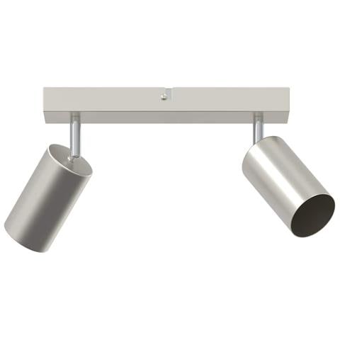 Faretto da soffitto 2 vie regolabili nichel spazzolato GU10 - Foto 1