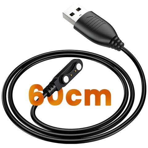 Cavo Magnetico Per Smartwatch Doppia Spina Con Presa Usb 60 Cm, Nero - Foto 5