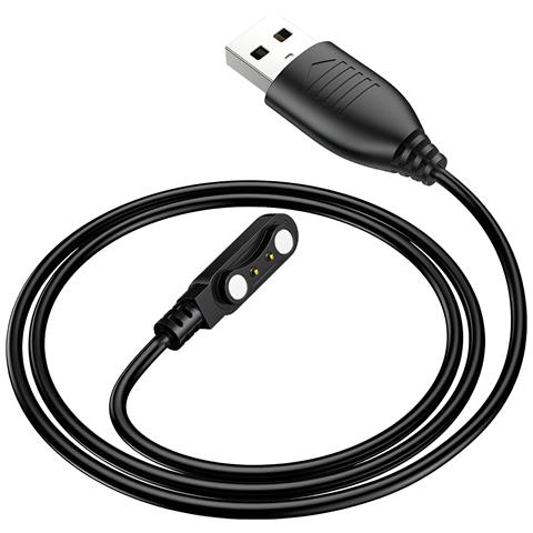 Cavo Magnetico Per Smartwatch Doppia Spina Con Presa Usb 60 Cm, Nero - Foto 1