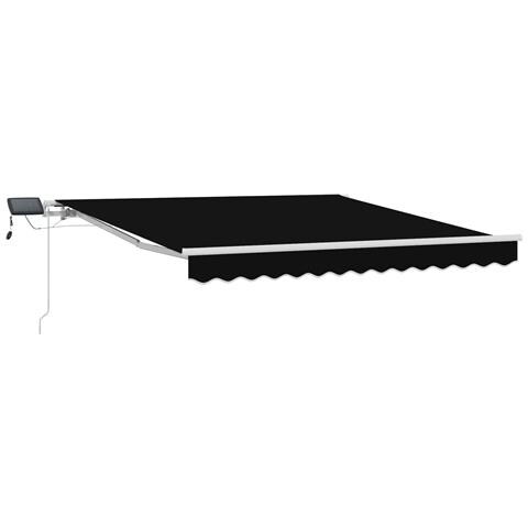 Tenda retrattile manuale con LED nera 300x250 cm, Tessuto di ricambio per tenda  per telaio 3x2.5 m nero - Foto 1