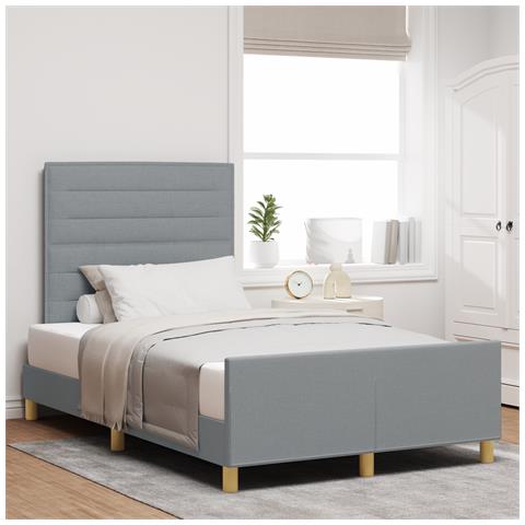 Struttura Letto Grigio Chiaro 120x200 cm Tessuto - Foto 2