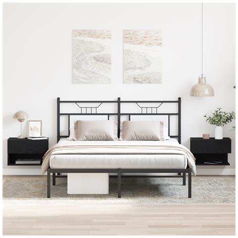 Armadi da comodino a muro  (Set di 2) - Legno ingegnerizzato rovere nero - Foto 2