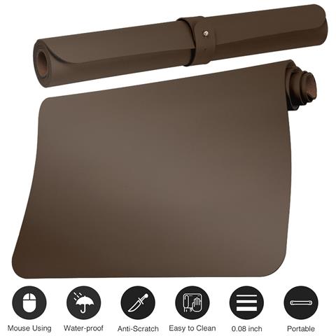 Tappetino Per Scrivania Mousepad In Pelle Antiscivolo Xl 120x60 Cm Marrone - Foto 2