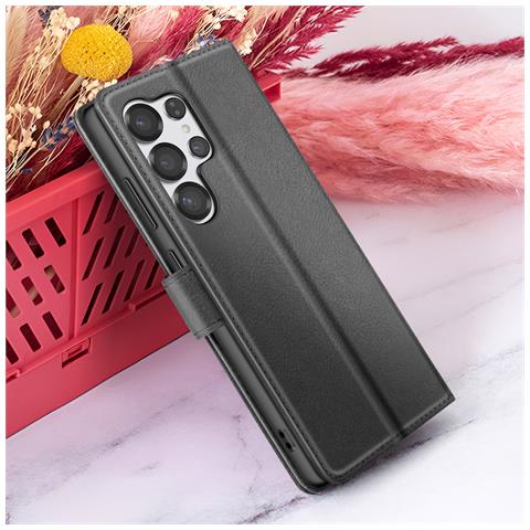 Custodia A Portafoglio Per Galaxy S25 Ultra Con Supporto E Linguetta Magnetica, Nero - Foto 2