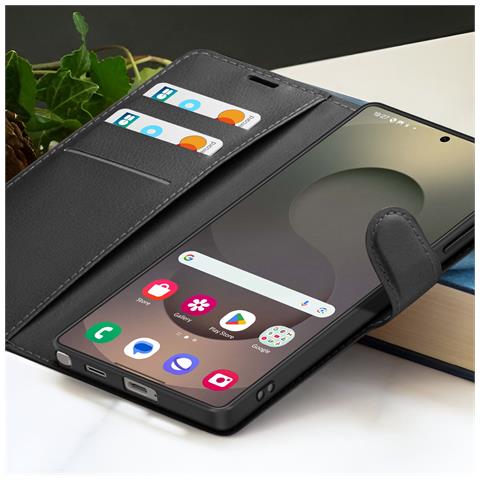 Custodia A Portafoglio Per Galaxy S25 Ultra Con Supporto E Linguetta Magnetica, Nero - Foto 5