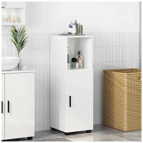 Mobile da Bagno Bianco lucido 30 x 35 x 95 cm Legno multistrato - Foto 2