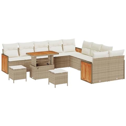 Set Divano da Giardino 13 pcs Beige e Crema 90 x 55 x 71 cm - Foto 1