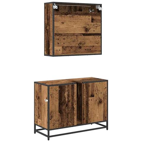 Set di mobili per il bagno 2 pcs Legno vecchio 80 x 33 x 60 cm - Foto 9