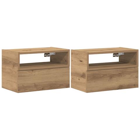 Comodini a Muro 2 pz Rovere Artigianale 45x26x28,5 cm - Foto 1