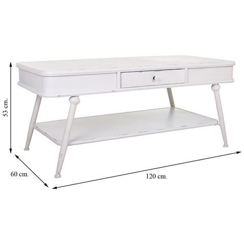 Tavolino In Metallo Bianco 120x60x53h - Foto 6