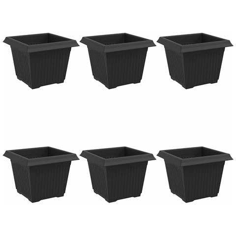 Vaso quadrato per fiori 6 pcs Nero 23 x 23 x 17,5 cm Plastica - Foto 1