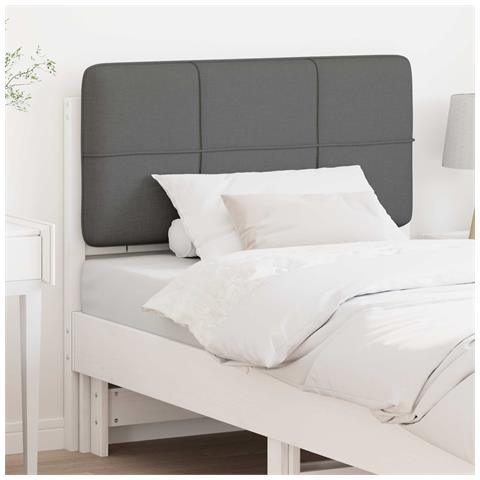 Testiera imbottita Bianco e grigio chiaro 75 cm Pino massello - Foto 2