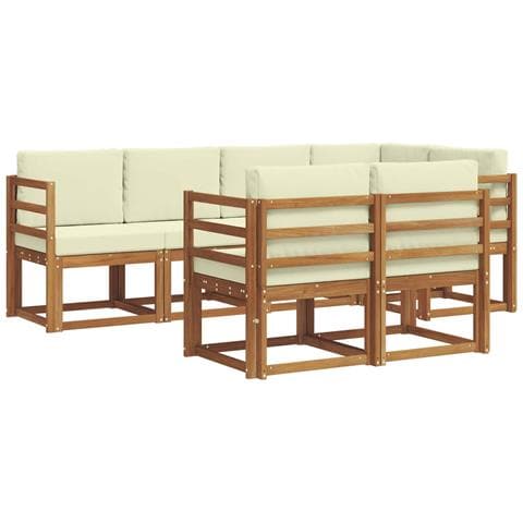 Set di divani da esterno con cuscino 7 pcs Naturale e Crema - Foto 1