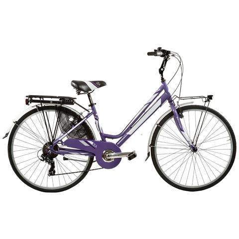 Bici Da Donna City Bike Telaio In Alluminio Bicicletta Misura 28 Linea Dea Cambio 6v Dea28d6v Completa Di Accessori E Luci A Led - 44 Nero Opaco Fuxia - Foto 1