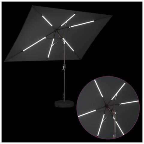 Parasol da Giardino con Luci LED 200 x 300 cm Poliestere - Foto 8