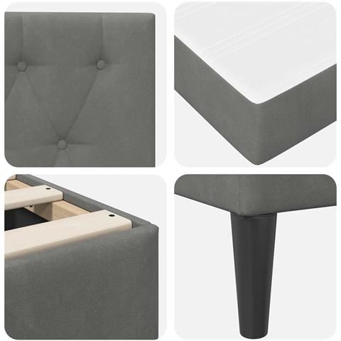 Struttura letto con materasso Grigio scuro 120 x 200 cm Velluto - Foto 9