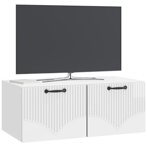 Mobile Porta TV da Muro Bianco Lucido 78,5 x 41 x 30 cm - Foto 2