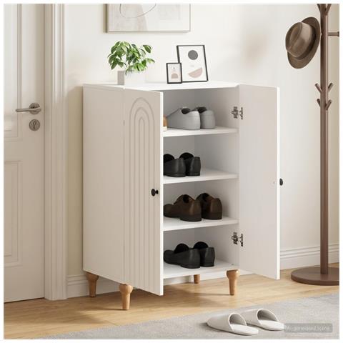 Mobile per scarpe ALKMAAR 59,5 x 39,5 x 90 cm Bianco - Foto 2