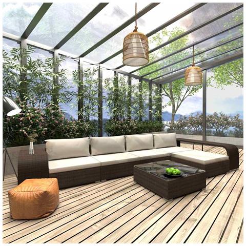 Set Divani da Giardino 8 pz con Cuscini in Polyrattan Marrone - Foto 2