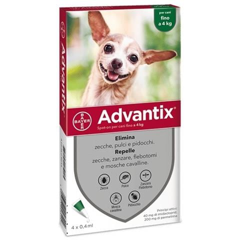 Advantix Spot On Soluzione 4 Pipette 0,4 ml Cani Fino a 4 kg - Foto 1