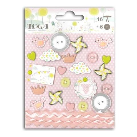 Bout' Cavolo Rosa Assortimento Di Abbellimenti, Plastica, Multicolore, 10 x 13,5 x 1 cm - Foto 2