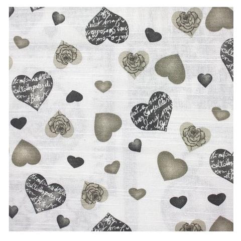 Tovagliato In Rotolo Per Il Taglio A Metro Cotone Fiammato H. 1,4 X L. 20 Metri Cuoricini Collezione Tavola - Foto 1