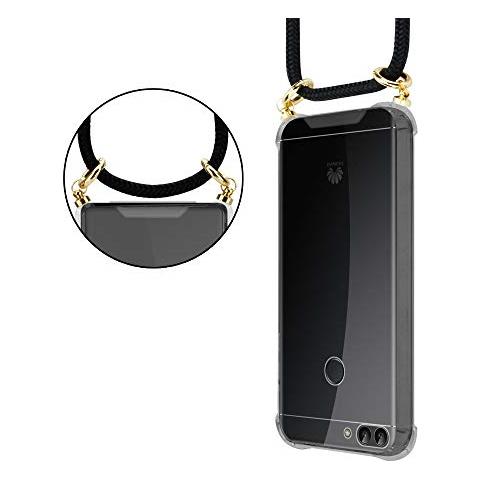 Catena Di Telefoni Cellulari Compatibile Con Huawei P Smart 2018 / Enjoy 7s In Nero - Coperchio Protettivo In Silicone Con Anelli D'oro, Cinturino In Corda E Custodia Staccabile - Foto 2