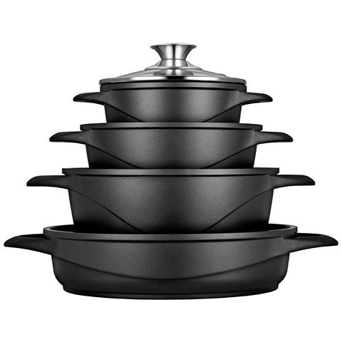 SMILE Mgk-17 Batteria Da Cucina Induzione Set Pentole 8 Pezzi Alluminio Fuso Coperchi Vetro SMILE Mgk-17 Batteria Da Cucina Induzione Set Pentole 8 Pezzi Alluminio Fuso Coperchi Vetro