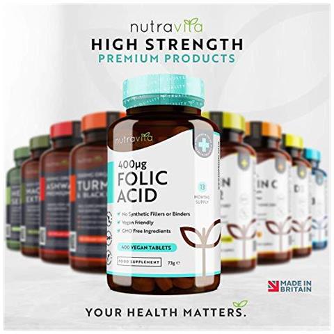 Acido Folico 400 Mcg Compresse - 400 Vegan Tablets - 13 Mese Dapprovvigionamento - Gravidanza Care - Normale Funzione Del Sistema Immunitario E La Crescita Del Tessuto Materno Durante La Gravidanza - Made In Uk Da - Foto 4