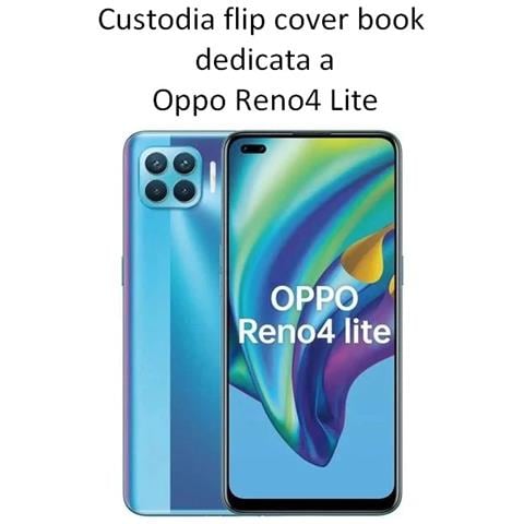 Smart Book Custodia Poket Silicone Flip Cover Case Per Oppo Reno4 Lite Black - Foto 2