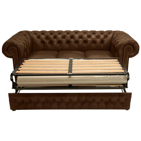 Divano Chesterfield Letto Chesterfield First Class - 3 Posti - Cloudy Vecchio Marrone - Pelle - Foto 7