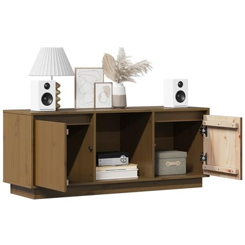 Mobile Tv Miele 110,5x35x44 Cm In Legno Massello Di Pino - Foto 11