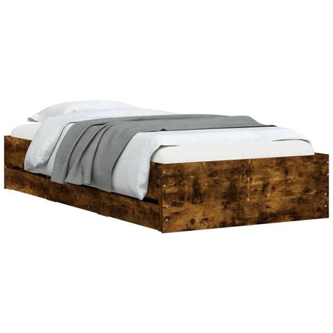 Giroletto Con Cassetti Rovere Fumo 100x200 Cm Legno Multistrato - Foto 3