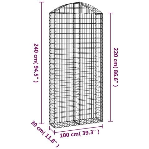 Cesto Gabbione Ad Arco 100x30x220/240 Cm Ferro Zincato - Foto 4
