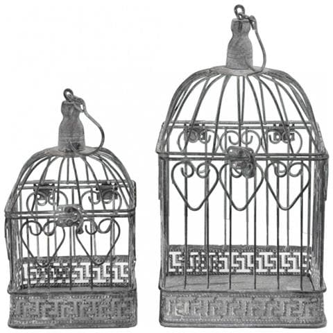 Set Di 2 Gabbie Natalie Rettangolari Bianco Ossidato - Foto 1