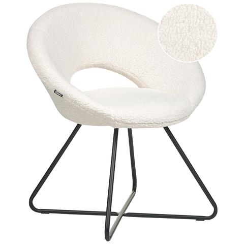 Sedia Tessuto Bouclé Bianco Sporco Rachel - Foto 2