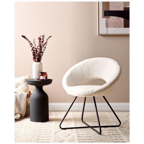 Sedia Tessuto Bouclé Bianco Sporco Rachel - Foto 1