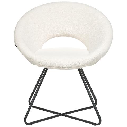 Sedia Tessuto Bouclé Bianco Sporco Rachel - Foto 8