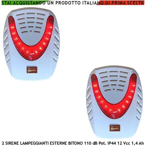 Sirena Allarme Da Esterno 2 Pezzi Lampeggiatore A Led Binota 115 Db Frequenza A /b 1724/2475 Hz Allarme Caduta + 2 Segn - Foto 1