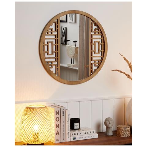 Specchio Firminy 60 Cm 60 Cm Legno Di Abete Marrone Chiaro - Foto 1