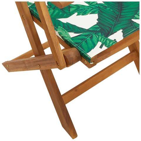 Sedie Giardino 2pz Motivo Foglia Legno Massello Acacia Tessuto - Foto 2