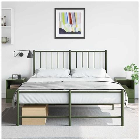 Comodini 2 pz Verde Oliva 34,5x39x44 cm in Acciaio - Foto 2